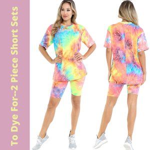 Neon Tie Dye 2 Piece Bermuda Shorts & T-Shirt Set